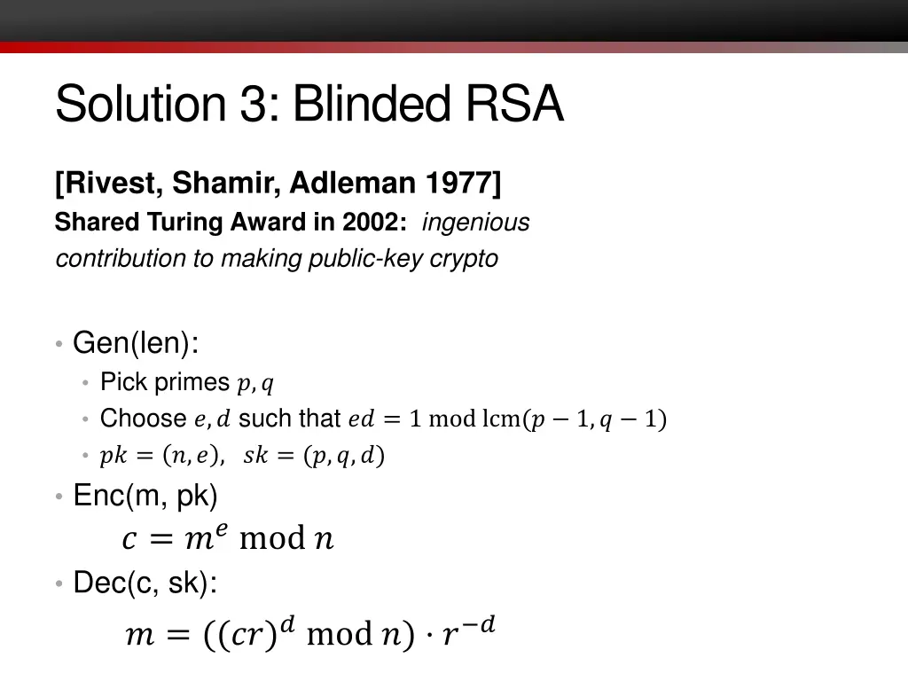 solution 3 blinded rsa