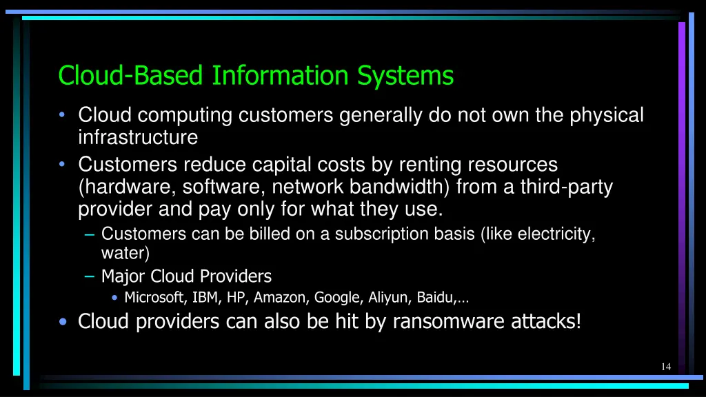 cloud based information systems