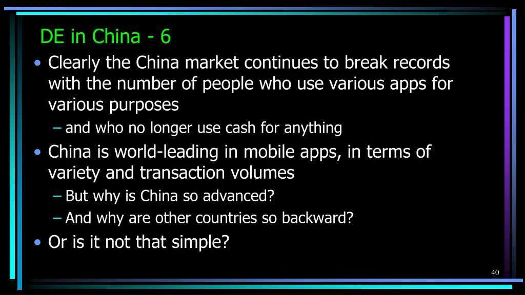 de in china 6 clearly the china market continues