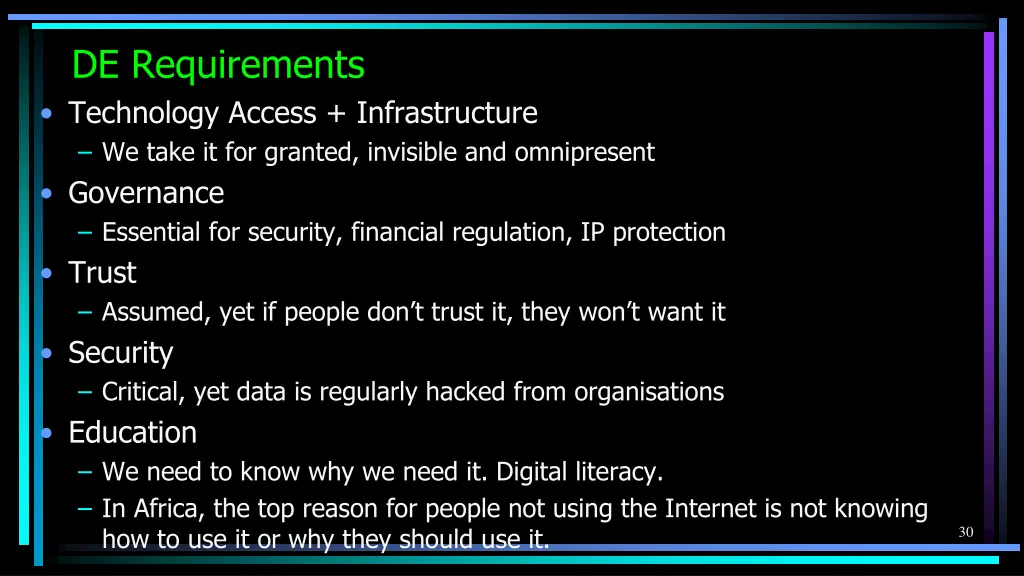 de requirements technology access infrastructure