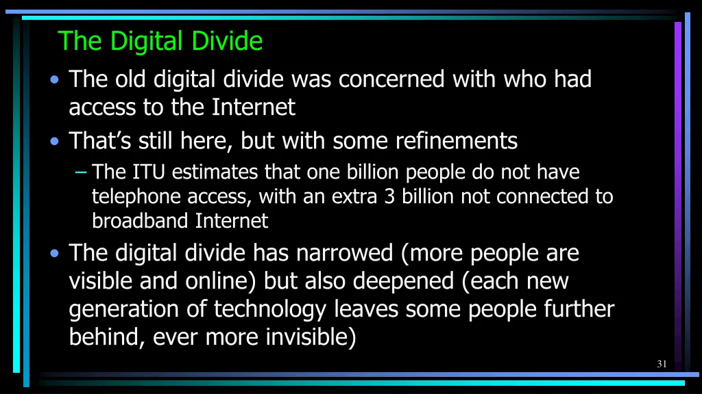 the digital divide the old digital divide