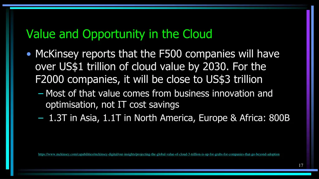value and opportunity in the cloud