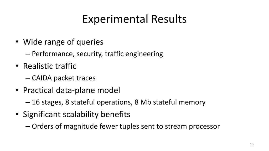 experimental results