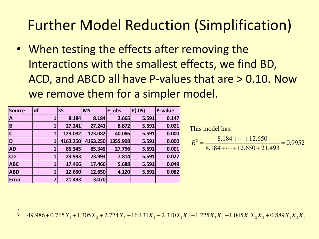 further model reduction simplification