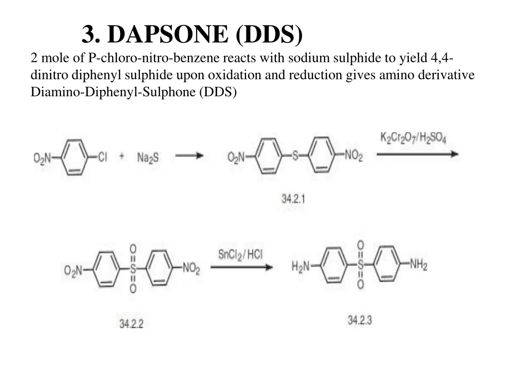 3 dapsone dds 2 mole of p chloro nitro benzene