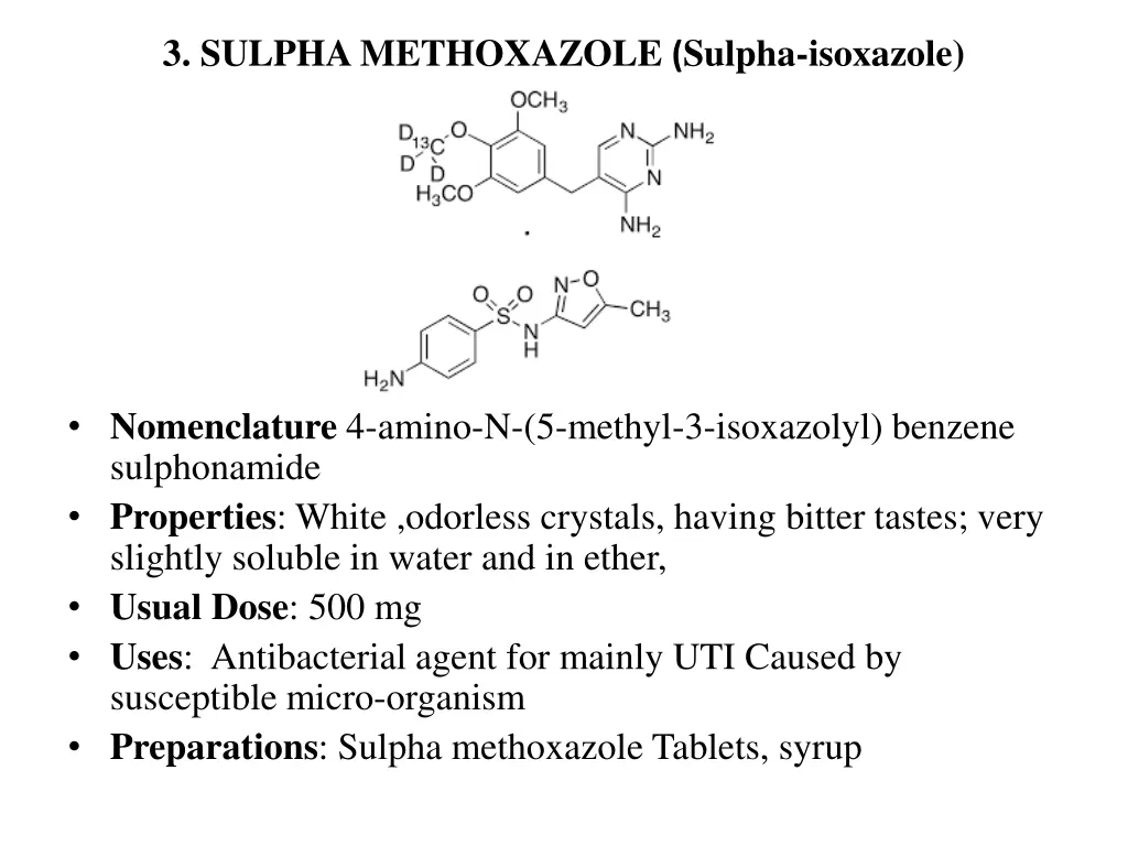3 sulpha methoxazole sulpha isoxazole