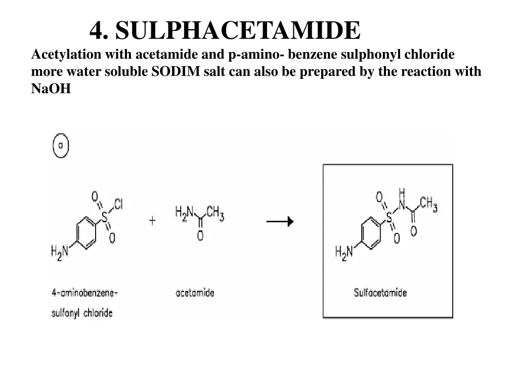 4 sulphacetamide acetylation with acetamide