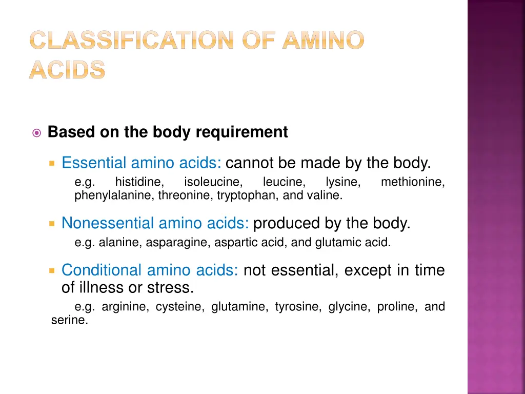 classification of amino acids
