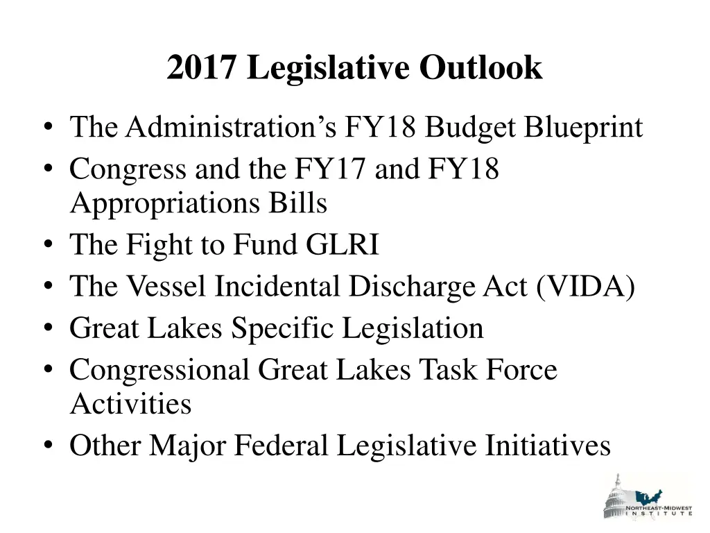 2017 legislative outlook
