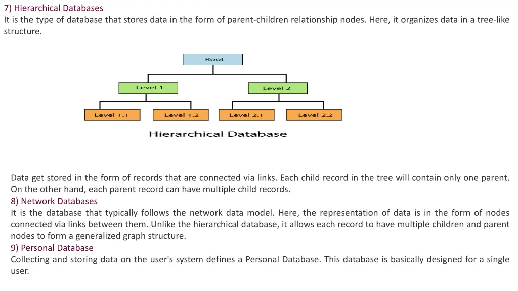 7 hierarchical databases it is the type