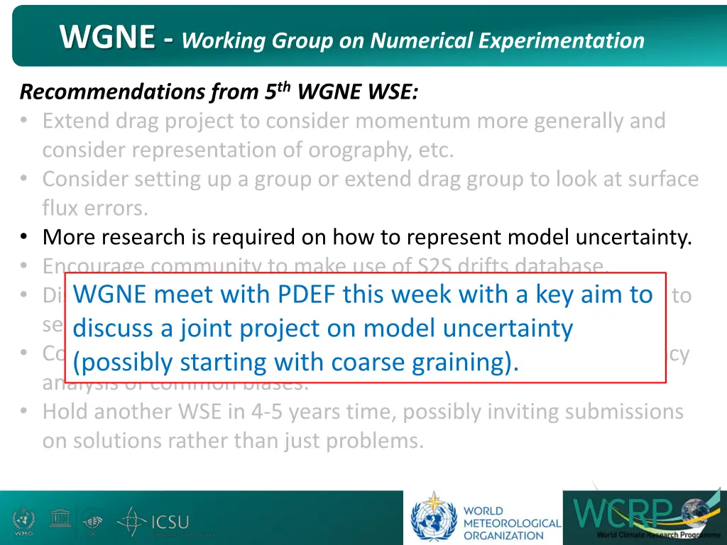 wgne working group on numerical experimentation 16