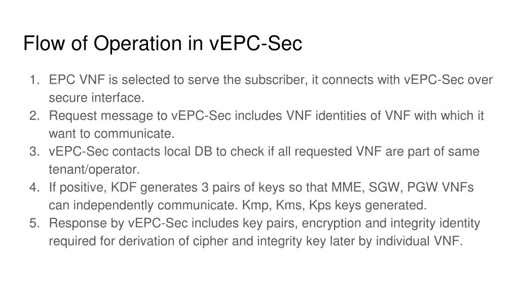 flow of operation in vepc sec