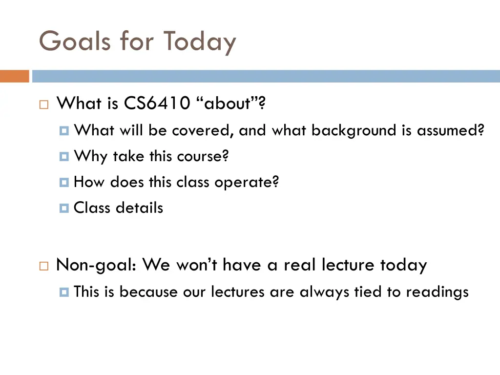 goals for today