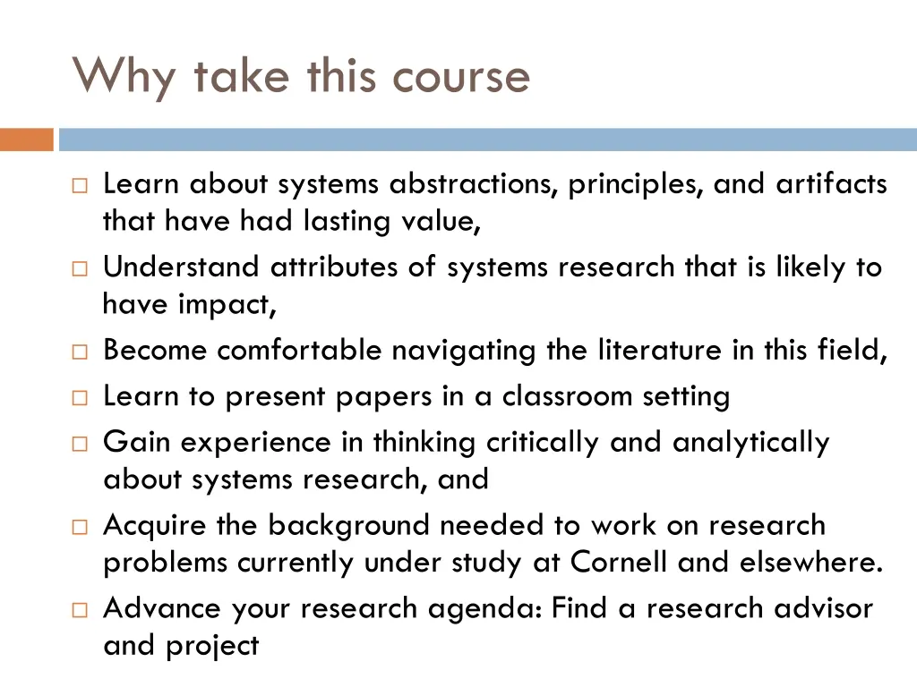 why take this course