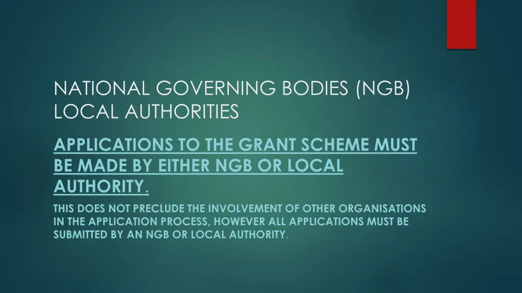 national governing bodies ngb local authorities