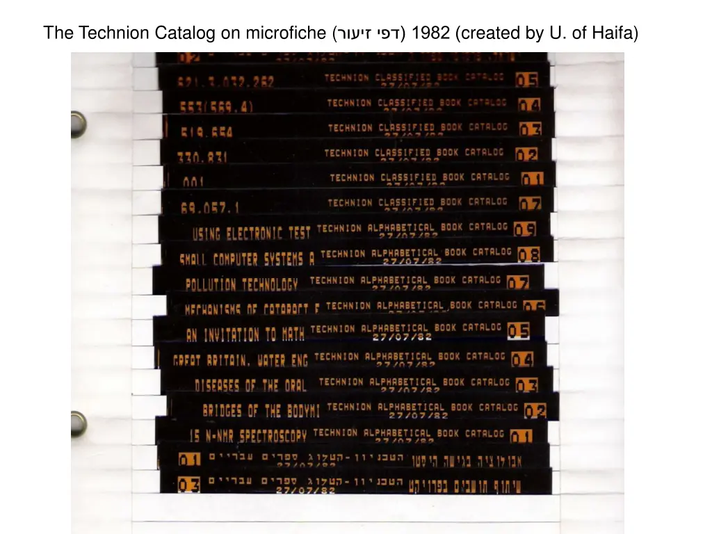 the technion catalog on microfiche