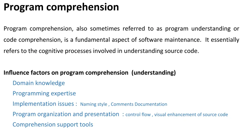 program comprehension 1