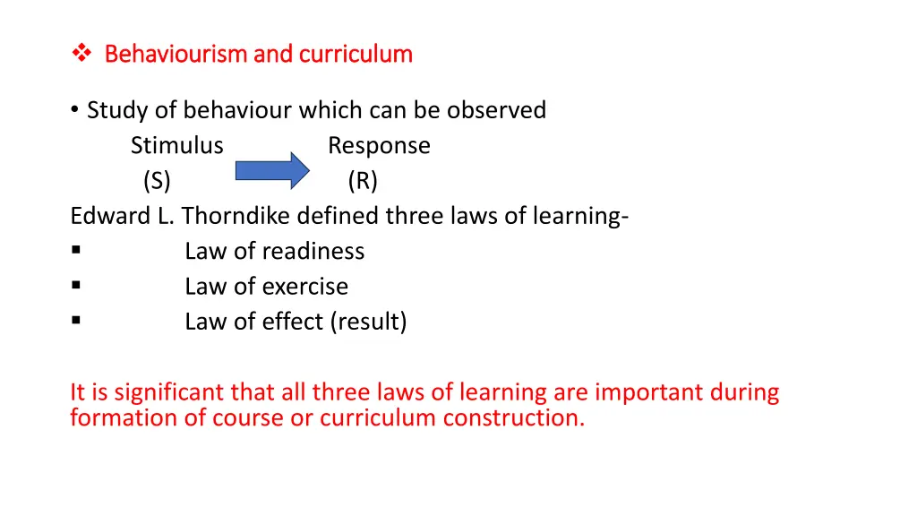 behaviourism and curriculum behaviourism