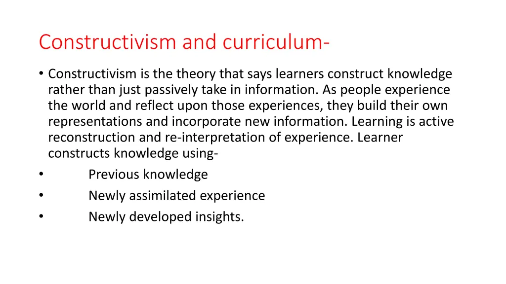 constructivism and curriculum