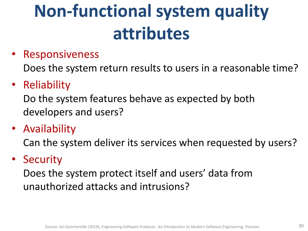 non functional system quality attributes