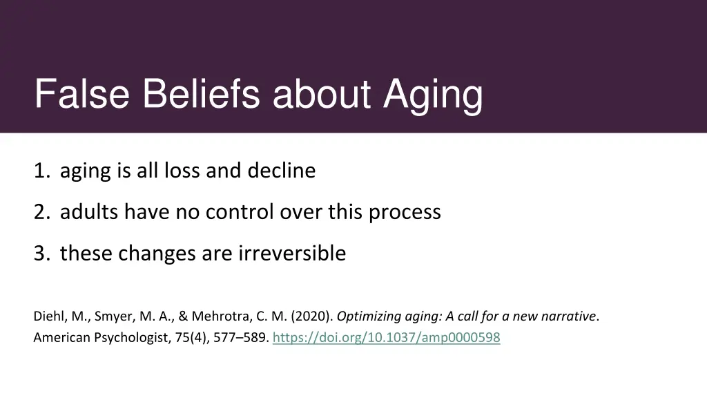 false beliefs about aging