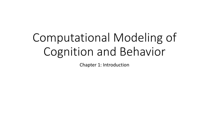 computational modeling of cognition and behavior