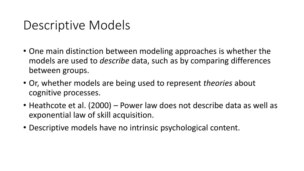 descriptive models
