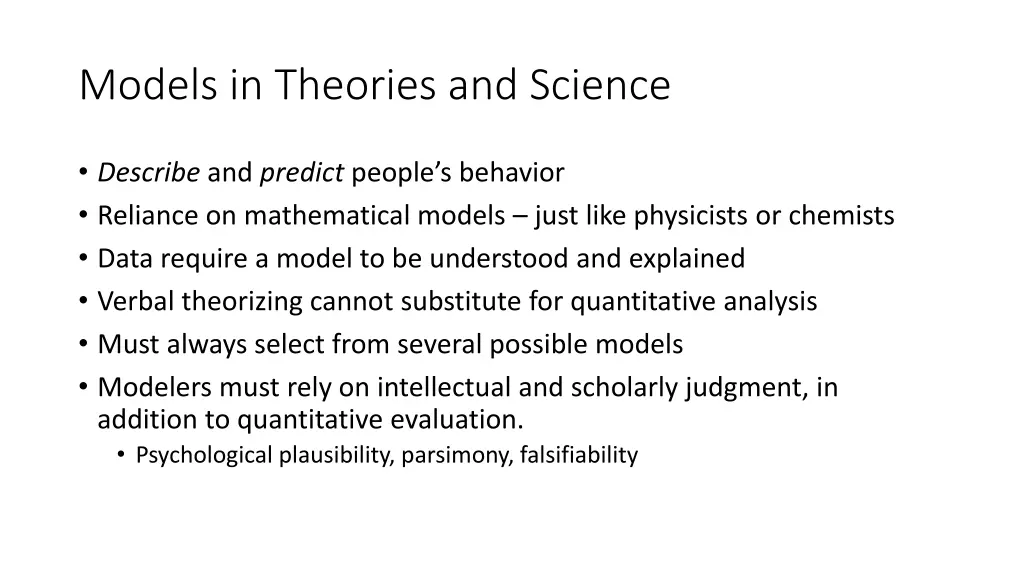 models in theories and science