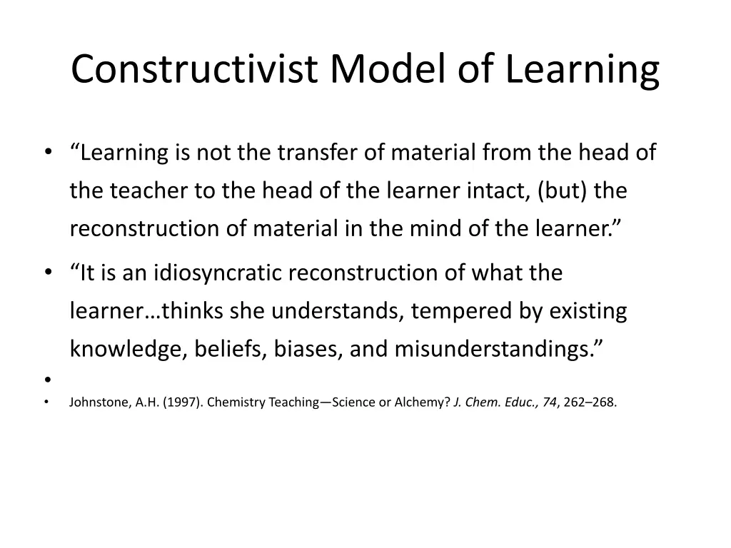 constructivist model of learning