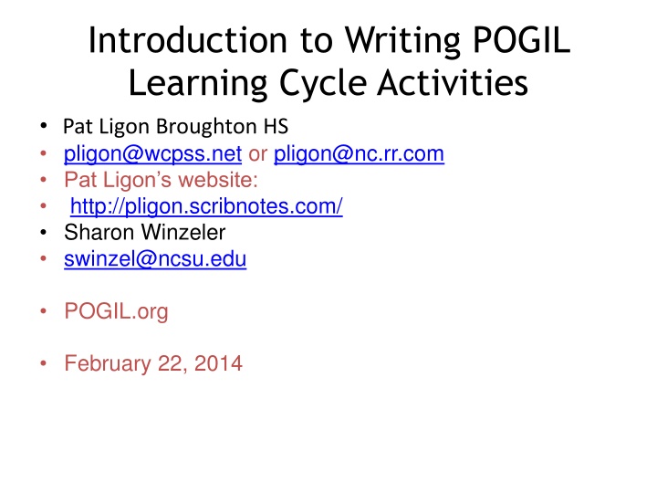 introduction to writing pogil learning cycle