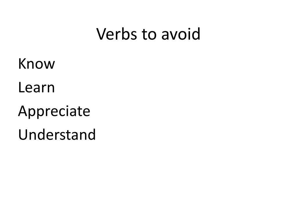 verbs to avoid