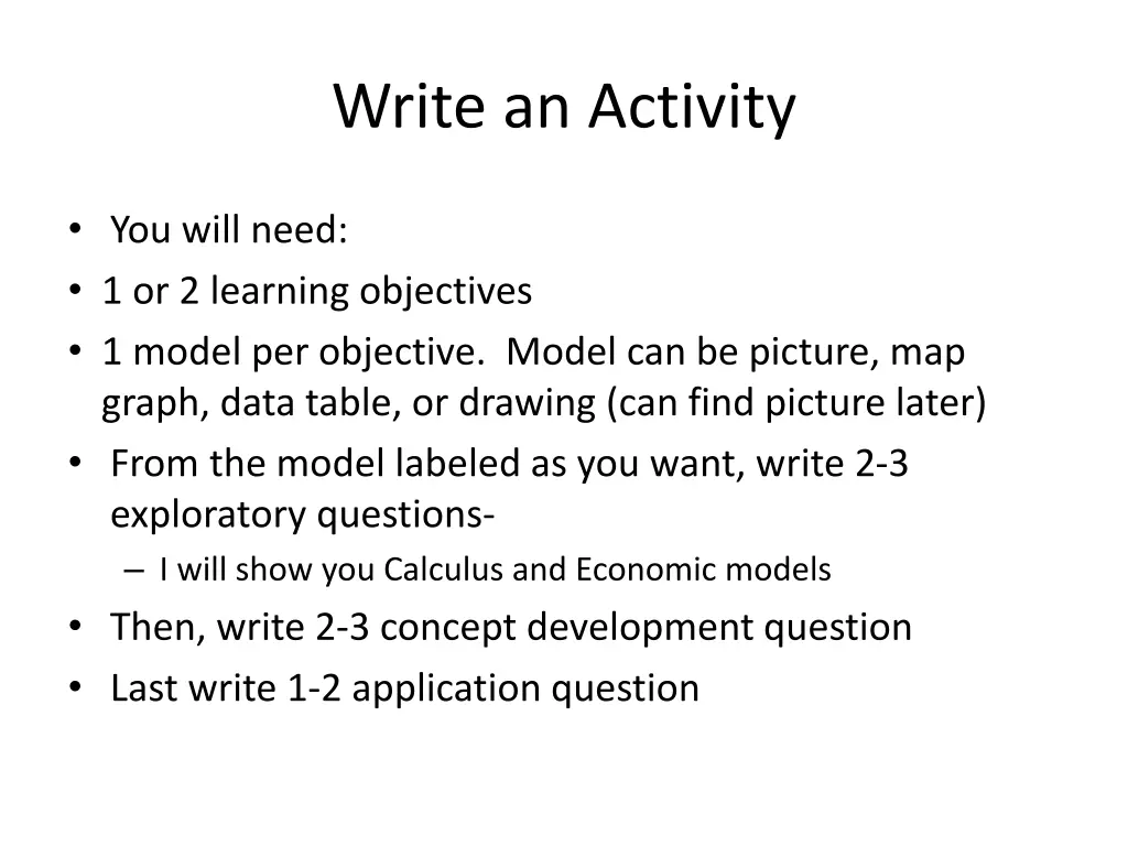 write an activity