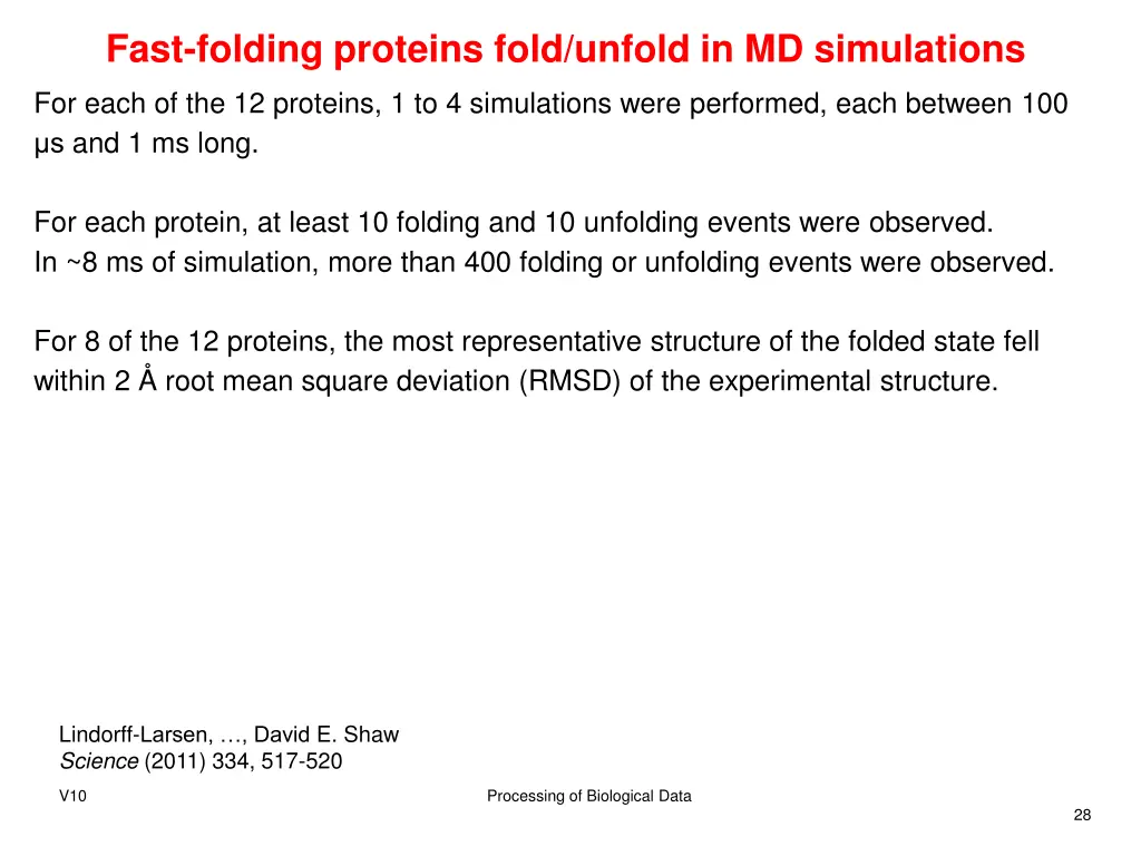 fast folding proteins fold unfold