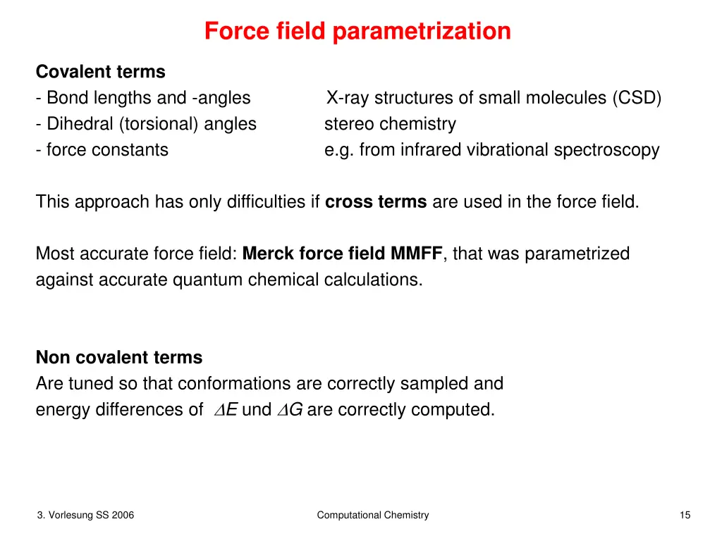 force field parametrization
