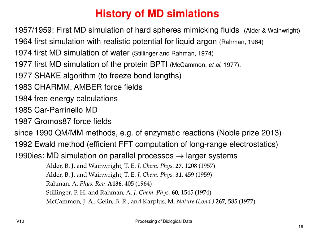 history of md simlations