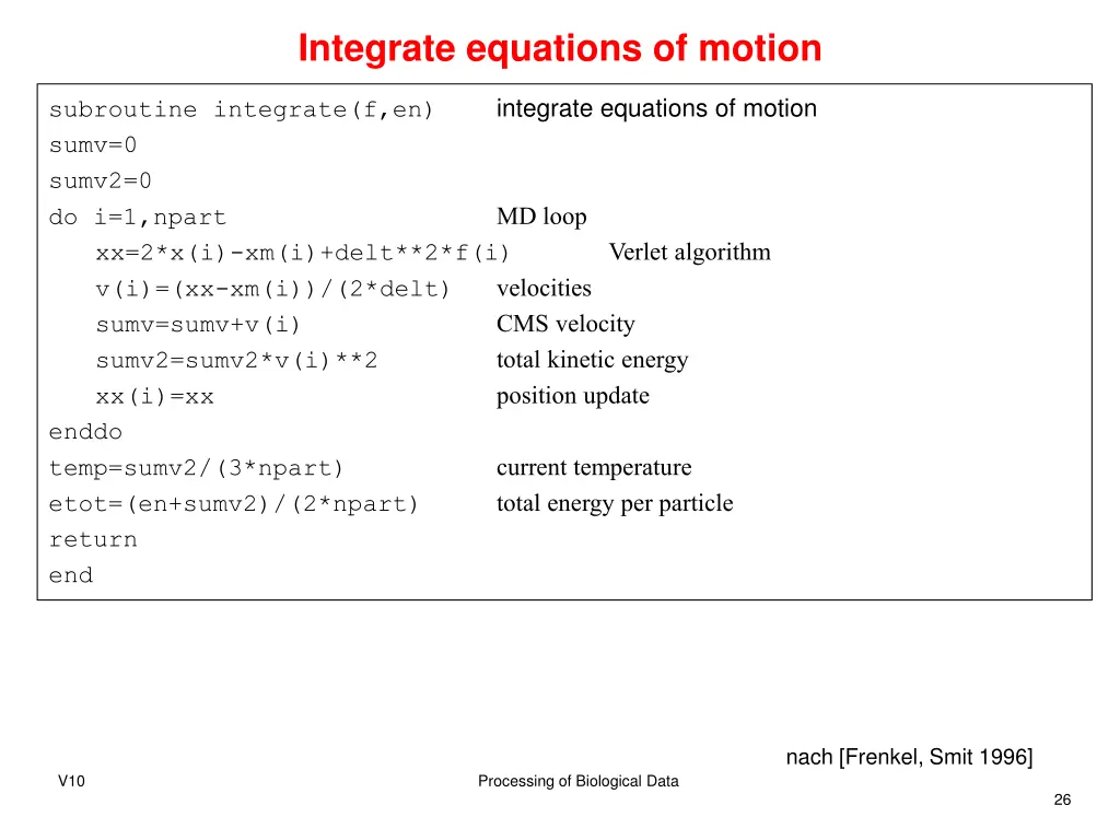 integrate equations of motion