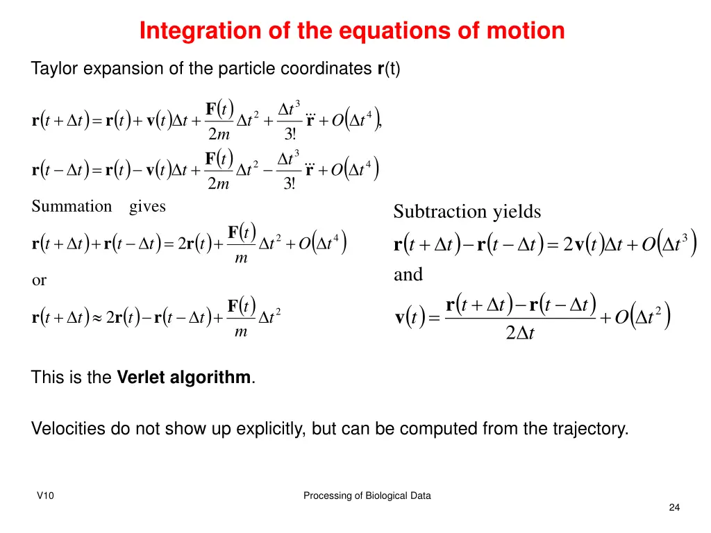 integration of the equations of motion