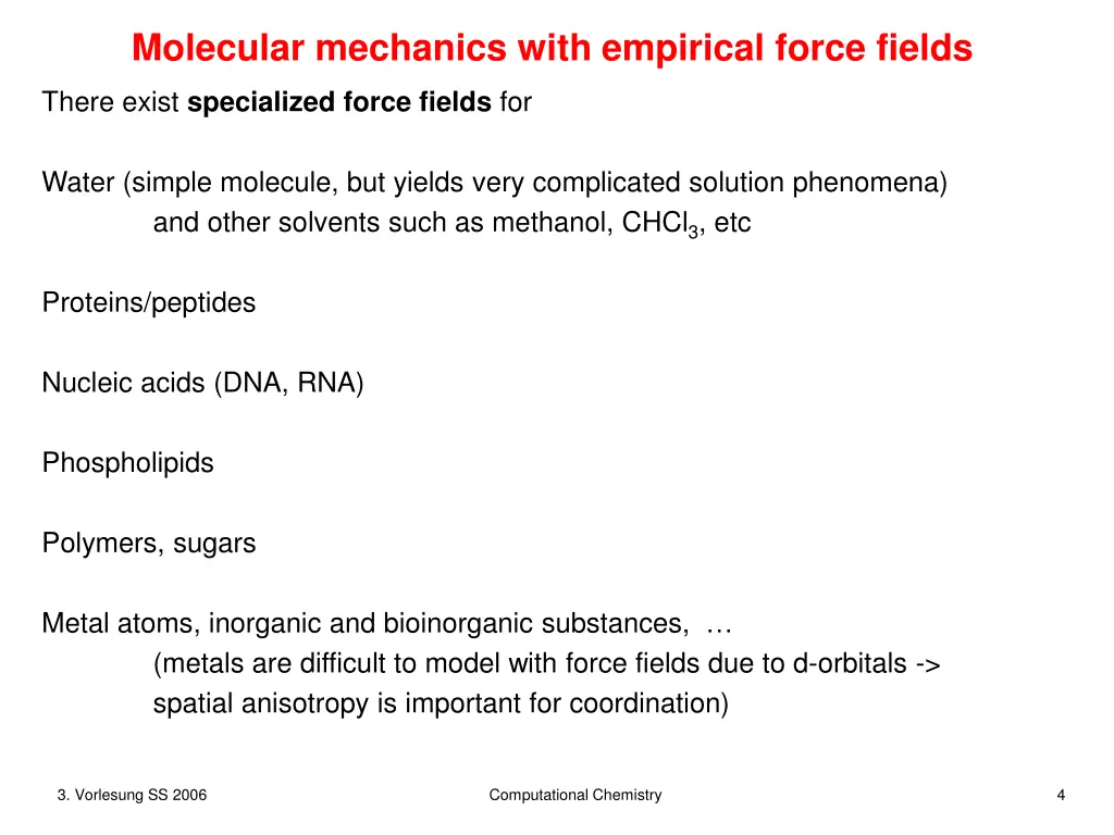 molecular mechanics with empirical force fields