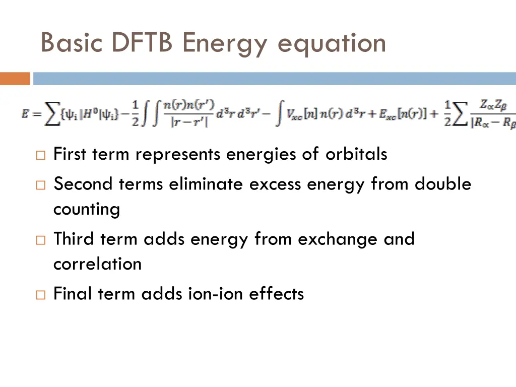 basic dftb energy equation