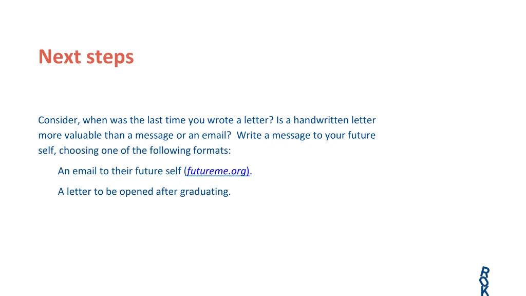 next steps