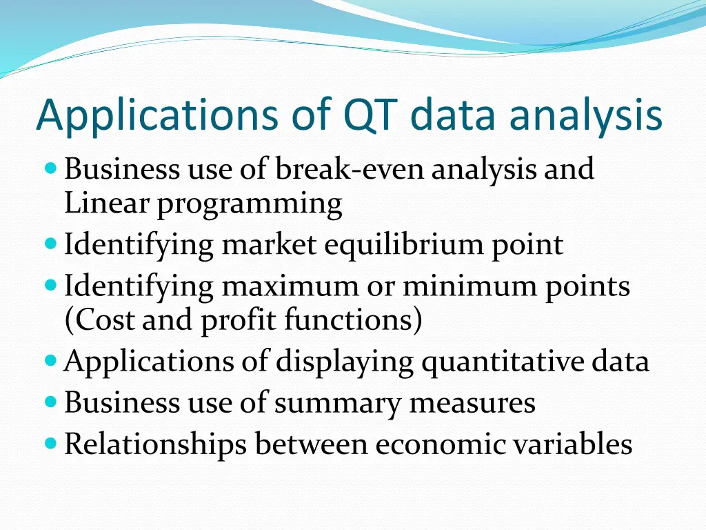 applications of qt data analysis business
