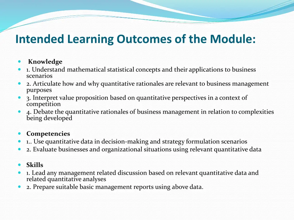 intended learning outcomes of the module