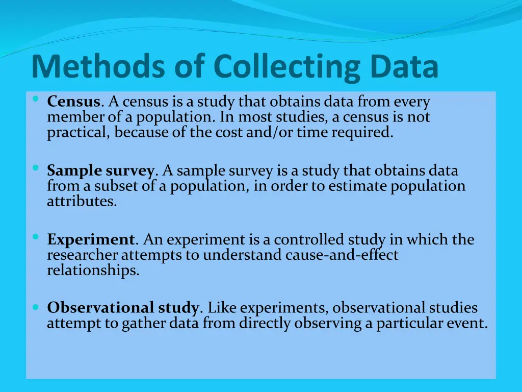 methods of collecting data census a census