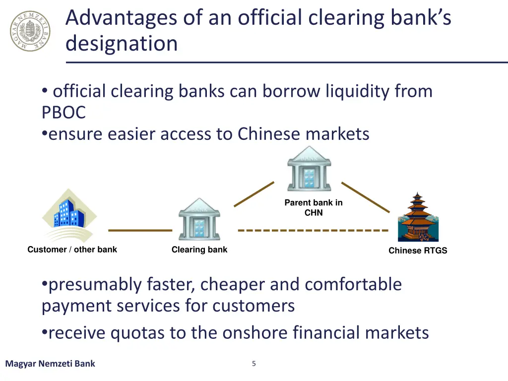 advantages of an official clearing bank