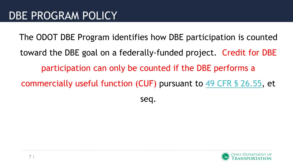 dbe program policy 1
