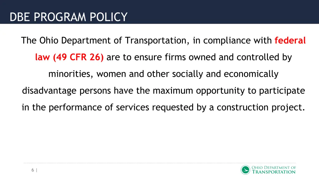dbe program policy