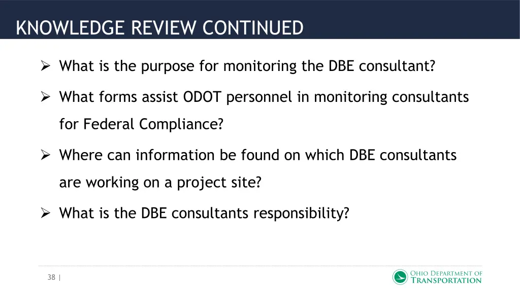 knowledge review continued