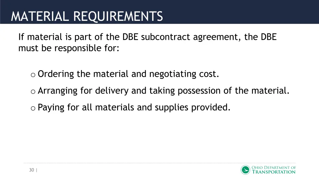 material requirements