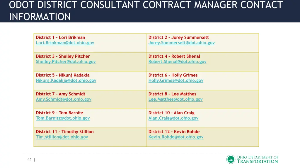 odot district consultant contract manager contact