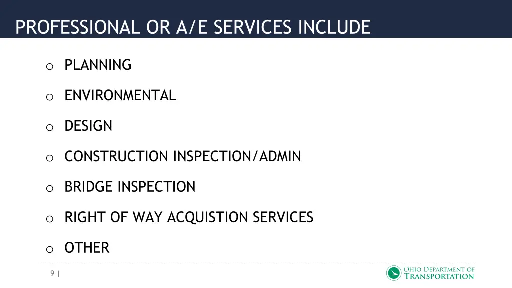 professional or a e services include